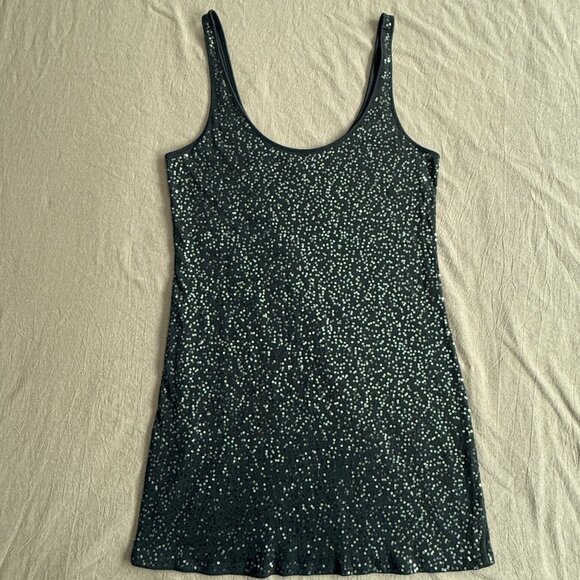 Express Dreamweight Cotton Charcoal Gray Sequin Tank Top Mini Dress Size‎ S - Picture 5 of 10